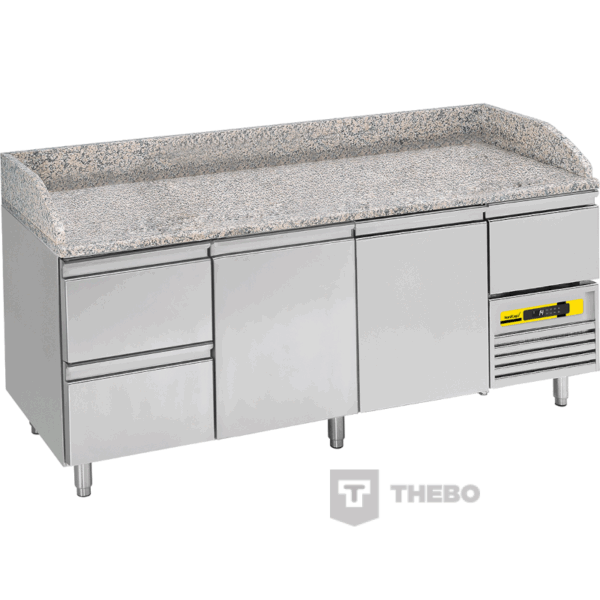 Pizzawerkbank 2-deurs met 3 lades