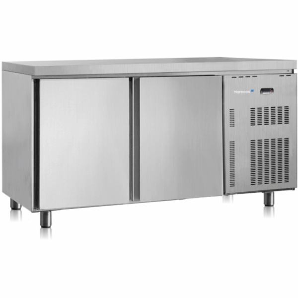 Koelwerkbank Gastro-Inox tweedeurs met een afmeting 1500(b)x700(d)x850(h)mm