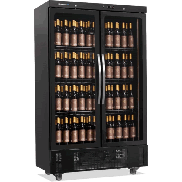 Wijnkoelkast Gastro-Inox heeft ruimte voor 260 wijnflessen en heeft een afmeting van 1180(b)x645(d)x1980(h)mm